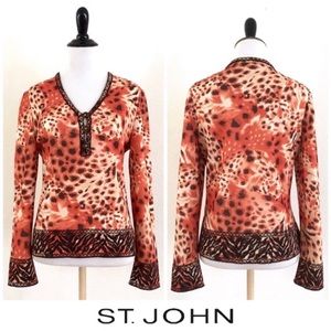 St. John Sport Animal Print Sweater Top